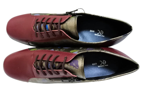 【ナチュラルバック 5283 ワインコンビ】サイドジップ靴紐シューズ